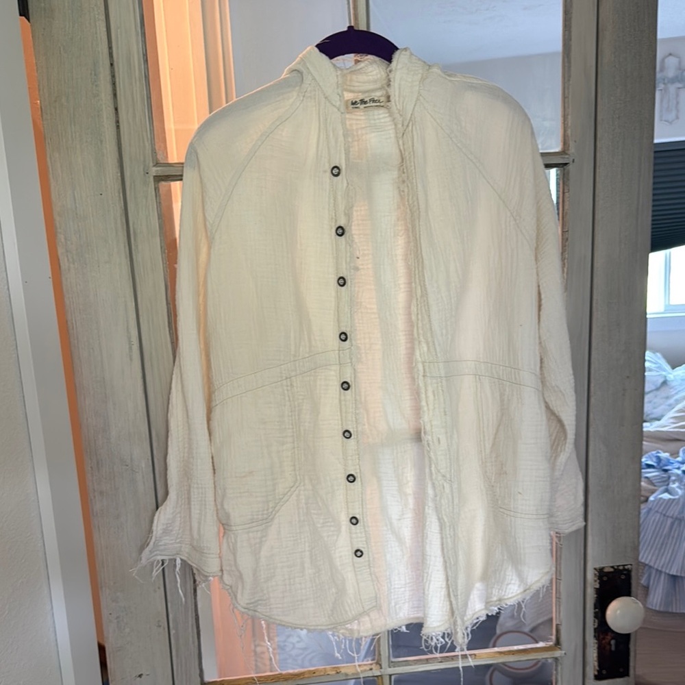 Free people XS oversized textured button up